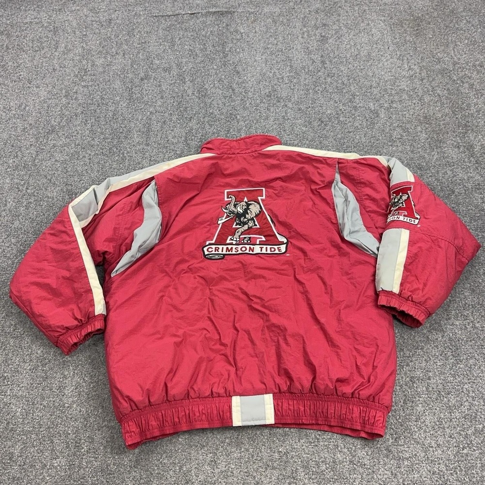 VTG Alabama Crimson Tide Jacket Mens 2XL Red NCAA Football Starter Zip Puffer